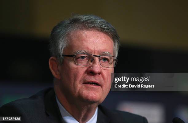 Bernard Lapasset, RWCL Chairman, looks on during the IRB Rugby World Cup 2015 Schedule Announcement held at Twickenham Stadium on May 2, 2013 in...