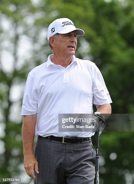 Jay Haas plays the ninth hole during the final round of the Legends Division at the Liberty Mutual Insurance Legends of Golf at The Westin Savannah...