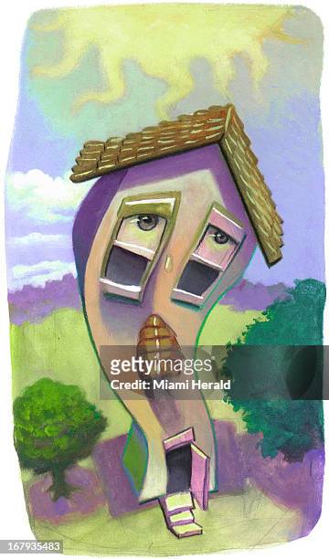 28p x 48p Earl F. Lam III color illustration of a droopy house sweltering under the sun.