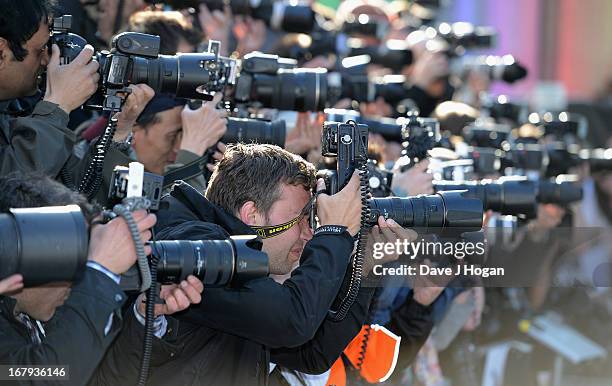 General view of the media at the "Star Trek Into Darkness" UK Premiere at the Empire Leicester Square on May 2, 2013 in London, England.