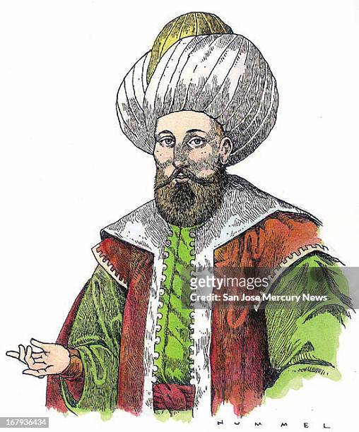 16p x 19p Jim Hummel color illustration of Turkish ruler Sultan Murad I.