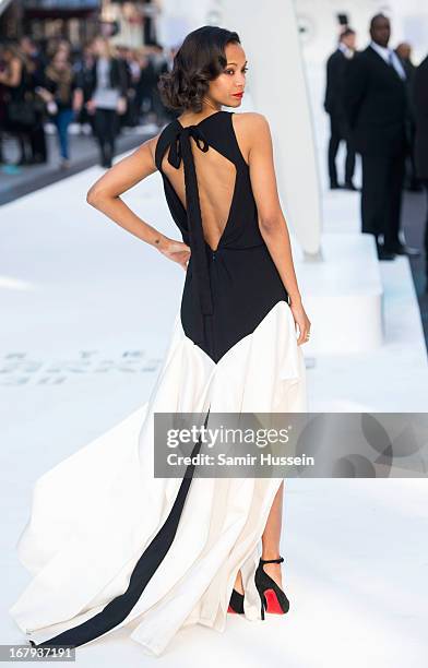 Zoe Saldana attends the UK Premiere of 'Star Trek Into Darkness' at The Empire Cinema on May 2, 2013 in London, England.