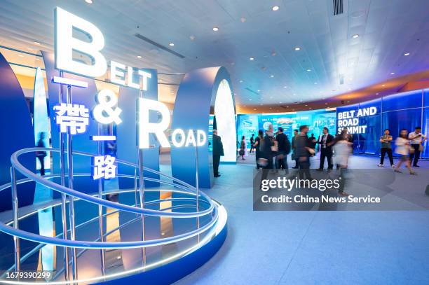 People attend the 8th Belt and Road Summit at Hong Kong Convention and Exhibition Center on September 13, 2023 in Hong Kong, China.