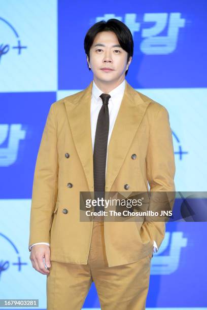 South Korean actor Kwon Sang-woo attends the press conference for "Han River Police" on Disney+ at JW Marriott Hotel Seoul on September 12, 2023 in...