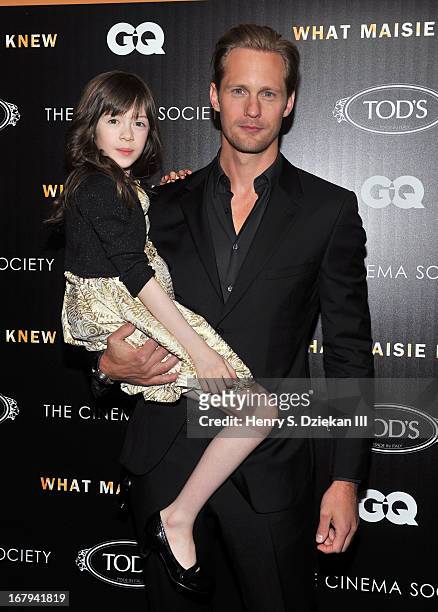 Onata Aprile and Alexander Skarsgard attend The Cinema Society with Tod's & GQ screening of Millennium Entertainment's "What Maisie Knew" at Sunshine...