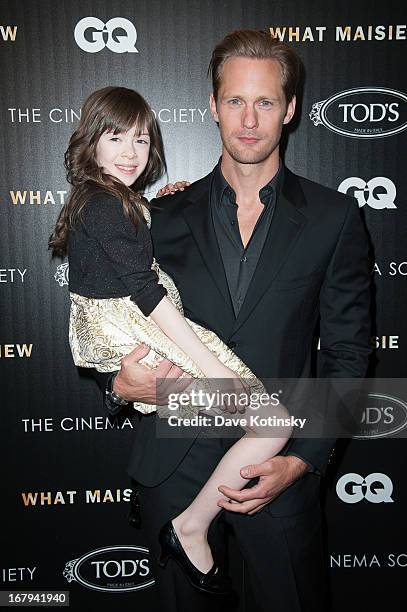 Onata Aprile and Alexander Skarsgard attend a screening hosted by The Cinema Society With Tod's & GQ of Millennium Entertainment's "What Maisie Knew"...