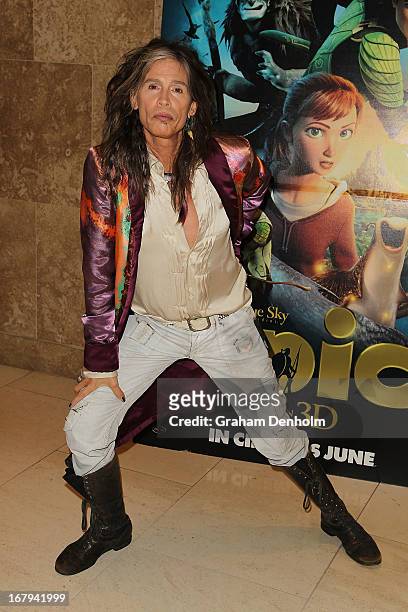 Aerosmith singer Steven Tyler poses during a photo call at Crown Towers on May 3, 2013 in Melbourne, Australia.