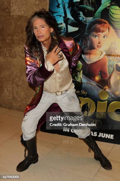 Aerosmith singer Steven Tyler poses during a photo call at Crown Towers on May 3, 2013 in Melbourne, Australia.