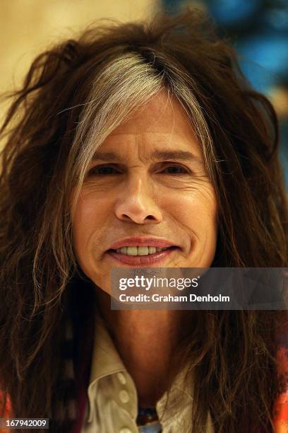 Aerosmith singer Steven Tyler poses during a photo call at Crown Towers on May 3, 2013 in Melbourne, Australia.