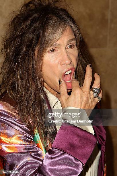 Aerosmith singer Steven Tyler poses during a photo call at Crown Towers on May 3, 2013 in Melbourne, Australia.