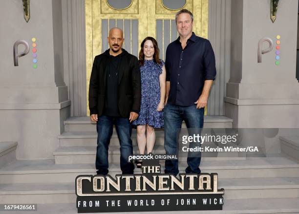 Executive Producers Albert Hughes, Erica Lee, and Basil Iwanyk attend Peacock's "The Continental: From The World Of John Wick" at TCL Chinese Theatre...