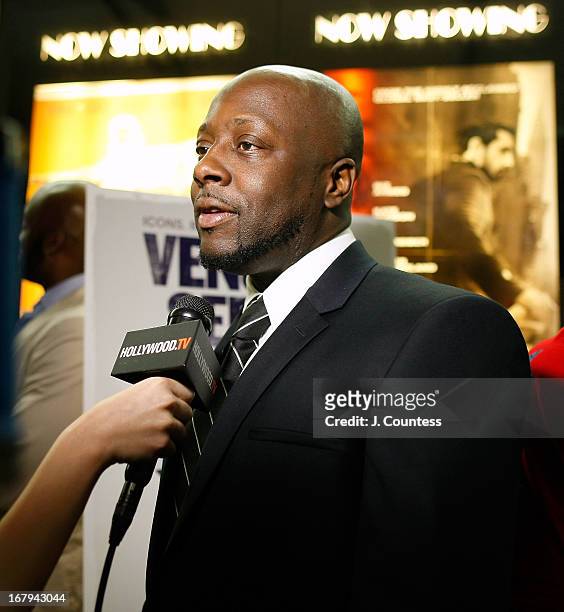Musician Wyclef Jean speaks to the media at the New York screening of "Venus and Serena" at IFC Center on May 2, 2013 in New York City.