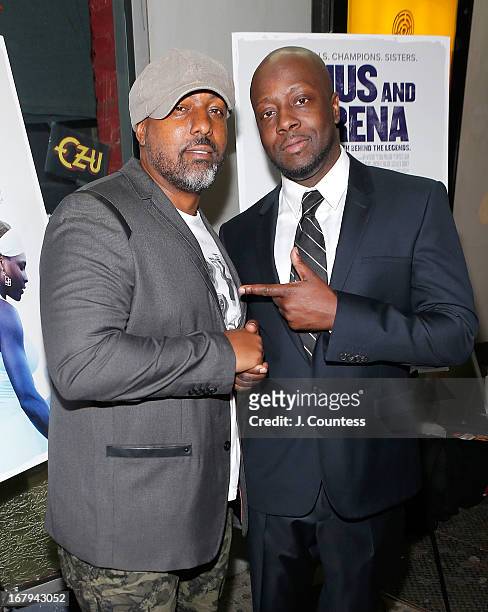 Rashidi Harper and musician Wyclef John attend the New York screening of "Venus and Serena" at IFC Center on May 2, 2013 in New York City.