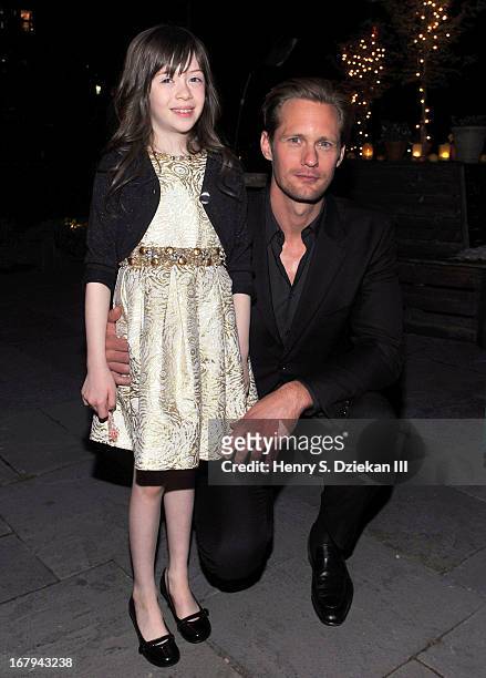 Onata Aprile and Alexander Skarsgard attend The Cinema Society With Tod's & GQ screening of Millennium Entertainment's "What Maisie Knew" after party...