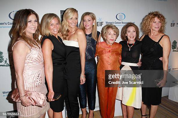Women's Cancer Research Fund honorary chair Rita Wilson wearing Carolina Herrera, EIF Womens Cancer Research Fund Co-Founders Kelly Meyer, Jamie...