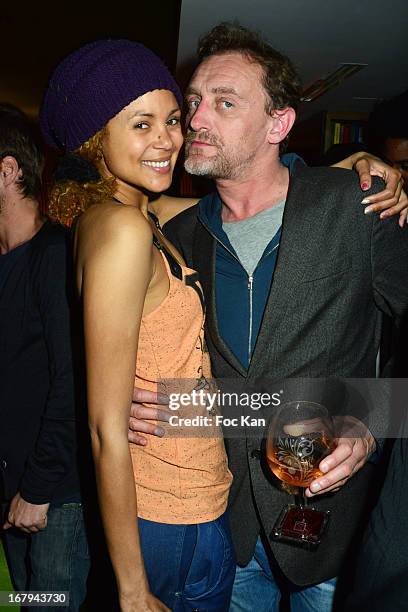 Tiga Ducasse and Jean Paul Rouve attend the Sam Bobino DJ Set Party At The Hotel O on April 25, 2013 in Paris, France.