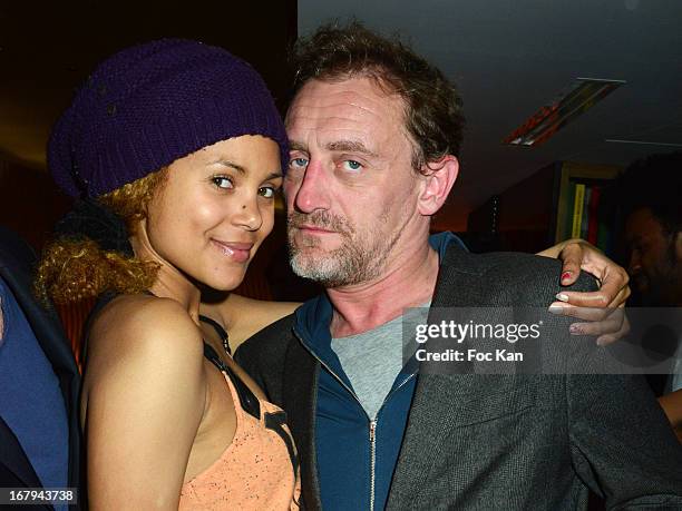 Tiga Ducasse and Jean Paul Rouve attend the Sam Bobino DJ Set Party At The Hotel O on April 25, 2013 in Paris, France.