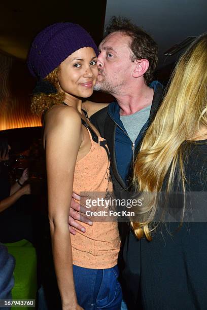 Tiga Ducasse and Jean Paul Rouve attend the Sam Bobino DJ Set Party At The Hotel O on April 25, 2013 in Paris, France.