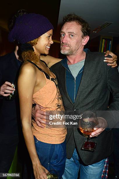 Tiga Ducasse and Jean Paul Rouve attend the Sam Bobino DJ Set Party At The Hotel O on April 25, 2013 in Paris, France.