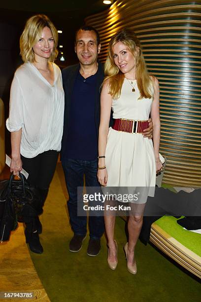 Petra, Zinedine Soualem and Anne-Olivia Berthet attend the Sam Bobino DJ Set Party At The Hotel O y on April 25, 2013 in Paris, France.