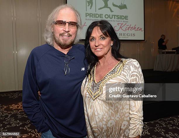 Barry Gibb and Linda Gibb attend Celebrity Chefs Support Pride Outside at St Regis Bal Harbour on May 2, 2013 in Miami Beach, Florida.