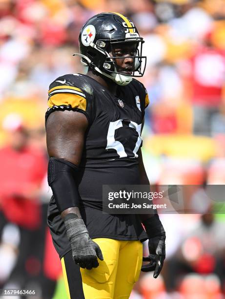 Montravius Adams of the Pittsburgh Steelers in action during the game against the San Francisco 49ers at Acrisure Stadium on September 10, 2023 in...