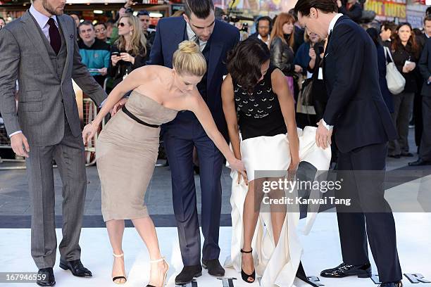 Chris Pine, Alice Eve, Zachary Quinto, Zoe Saldana and Benedict Cumberbatch attend the UK Premiere of 'Star Trek Into Darkness' at The Empire Cinema...