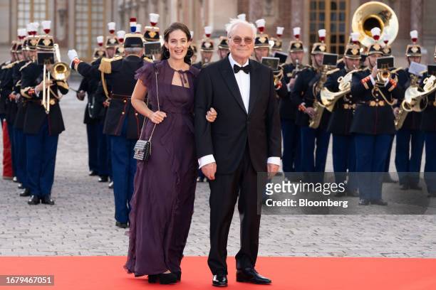 Louise de Rothschild, left, and David Rene de Rothschild, chairman of Concordia BV, arrive at the Chateau de Versailles during a royal state visit by...