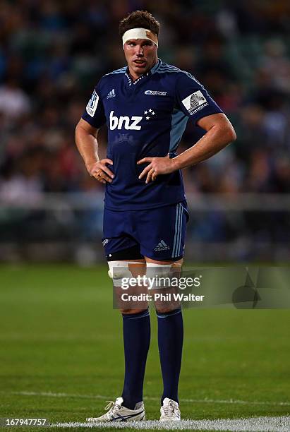 Brodie Retallick of the Blues during the round 12 Super Rugby match between the Blues and the Stormers at North Harbour Stadium on May 3, 2013 in...