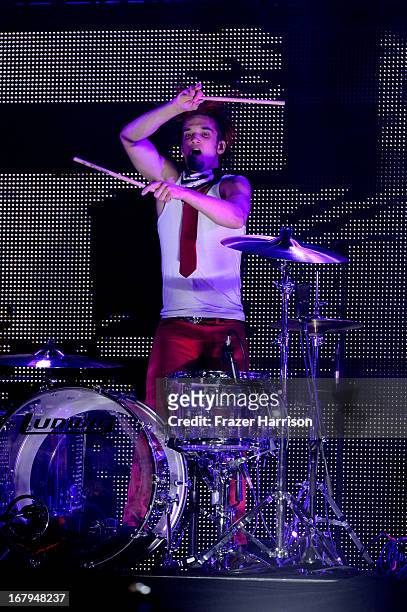 Arejay Hale of Halestorm performs at the 5th Annual Revolver Golden Gods Award Show at Club Nokia on May 2, 2013 in Los Angeles, California.