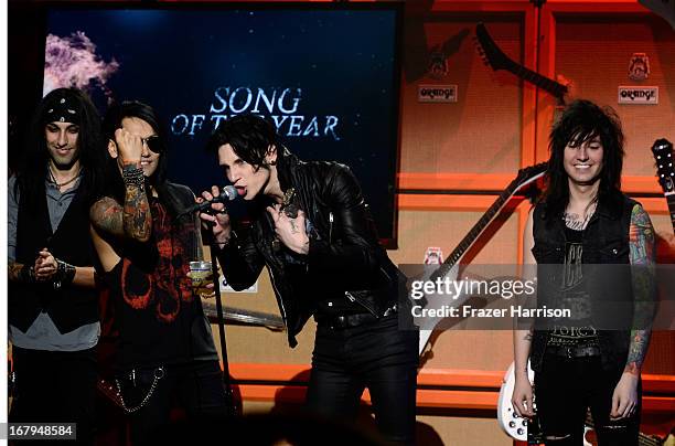 Black Veil Brides win song of the year at the 5th Annual Revolver Golden Gods Award Show at Club Nokia on May 2, 2013 in Los Angeles, California.
