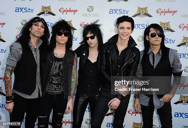 Black Veil Brides arrive at the 5th Annual Revolver Golden Gods Award Show at Club Nokia on May 2, 2013 in Los Angeles, California.