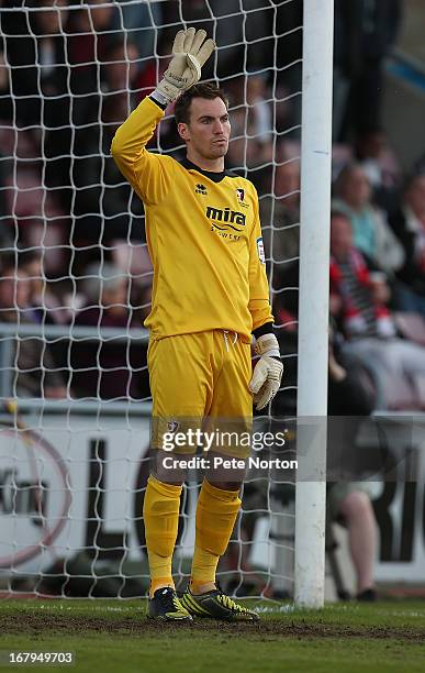 Scott Brown of Cheltenham Town in action during the npower League Two Play Off Semi Final 1st leg match between Northampton Town and Cheltenham Town...