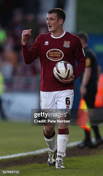 Lee Collins of Northampton Town in action during the npower League Two Play Off Semi Final 1st leg match between Northampton Town and Cheltenham Town...