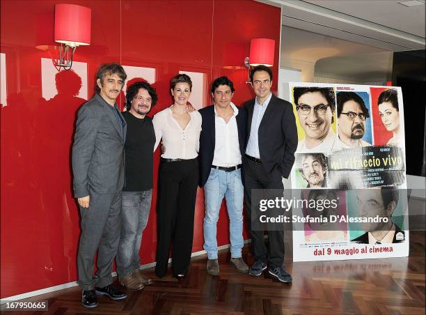 Sergio Rubini, Lillo Petrolo, Vanessa Incontrada, Emilio Solfrizzi and Neri Marcore attend a photocall for 'Mi Rifaccio Vivo' on May 3, 2013 in...