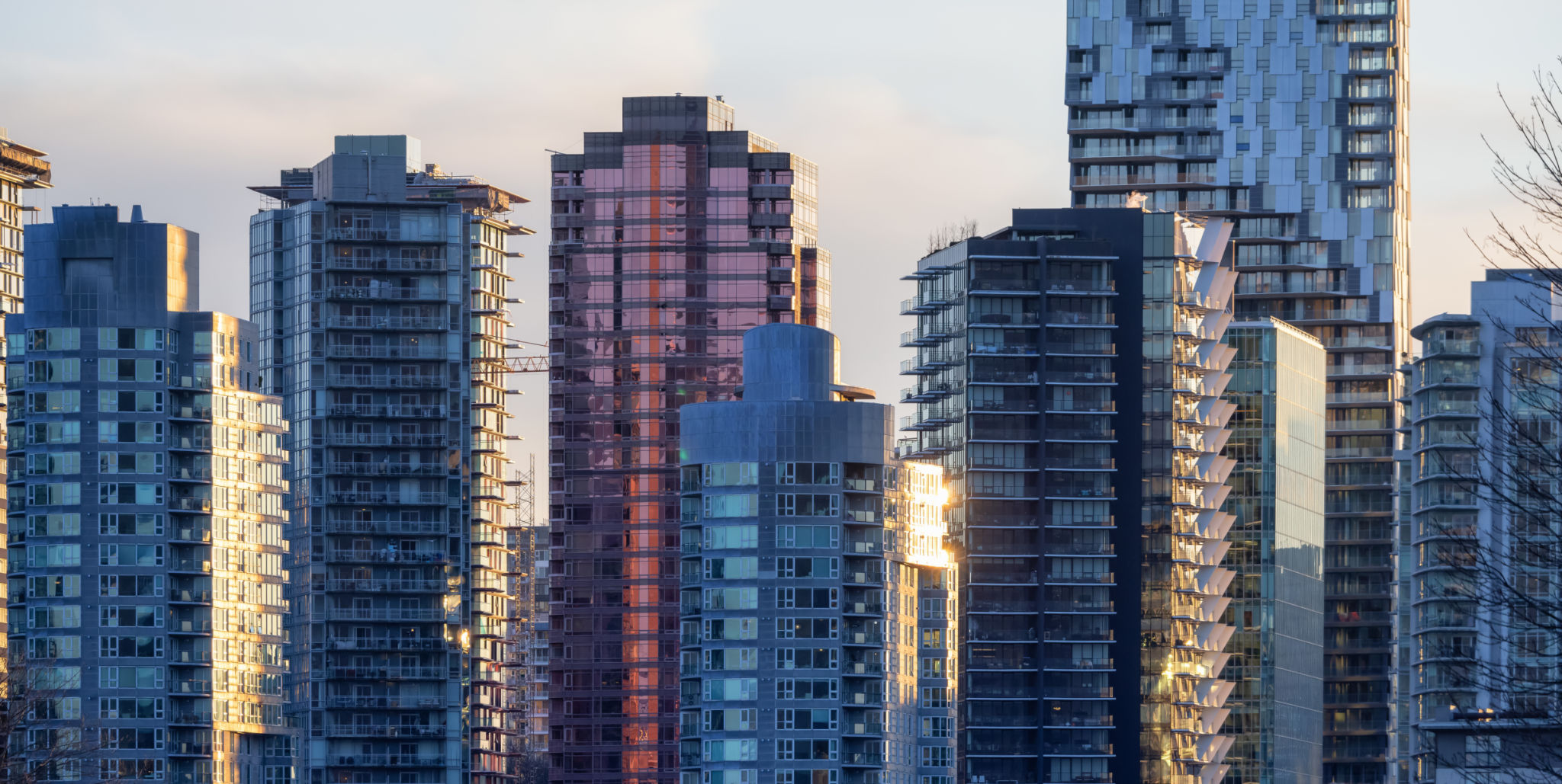 Highrise Residential and Commercial Buildings in Modern Downtown City. Vancouver Highrise Residential and Commercial Buildings in Modern Downtown City. Vancouver
