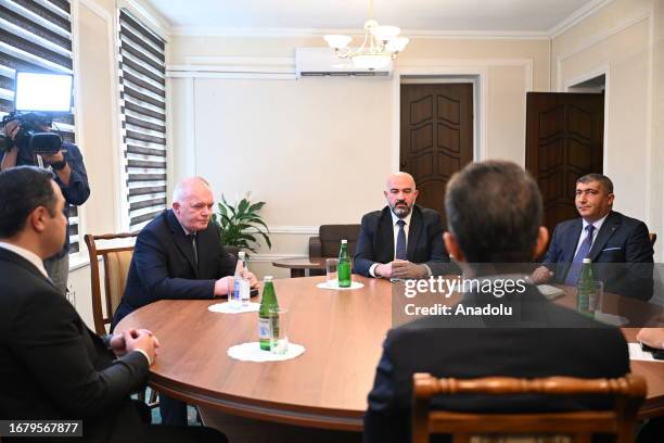 Delegation of the Armenian population of Karabakh meets with the Azerbaijani authorities on September 21, 2023 in Yevlakh, Azerbaijan.
