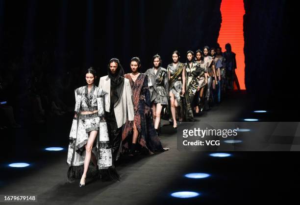 Models walk the runway at PUNK 1279 collection show by designer Wang Zifei during the China Fashion Week S/S 2024 at 751D.PARK on September 13, 2023...