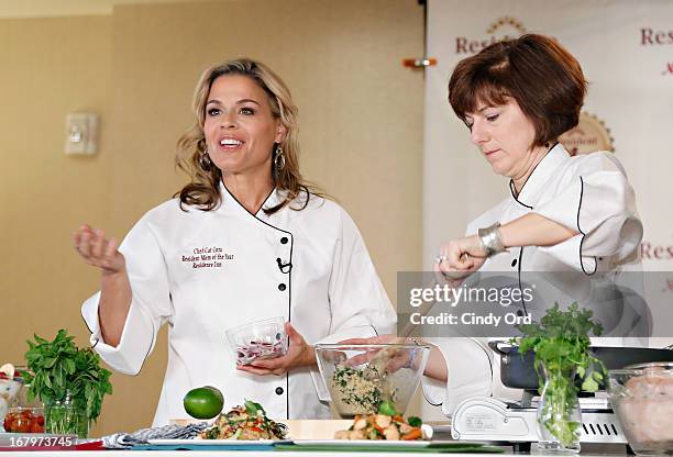 Award recipient, chef and lifestyle entrepreneur Cat Cora conducts a cooking demonstration with Residence Inn by Marriott VP and Global Brand...