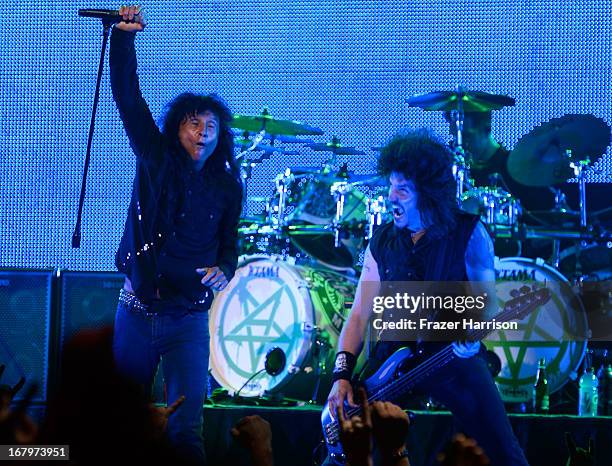 Anthrax perform at the 5th Annual Revolver Golden Gods Award Show at Club Nokia on May 2, 2013 in Los Angeles, California.