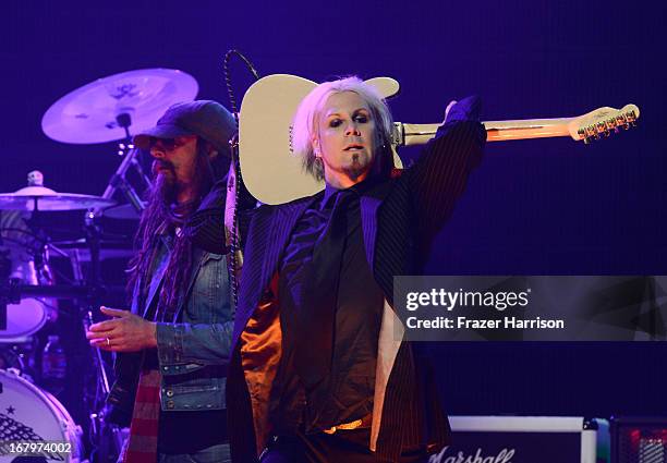 Rob Zombie and John 5on stage at the 5th Annual Revolver Golden Gods Award Show at Club Nokia on May 2, 2013 in Los Angeles, California.