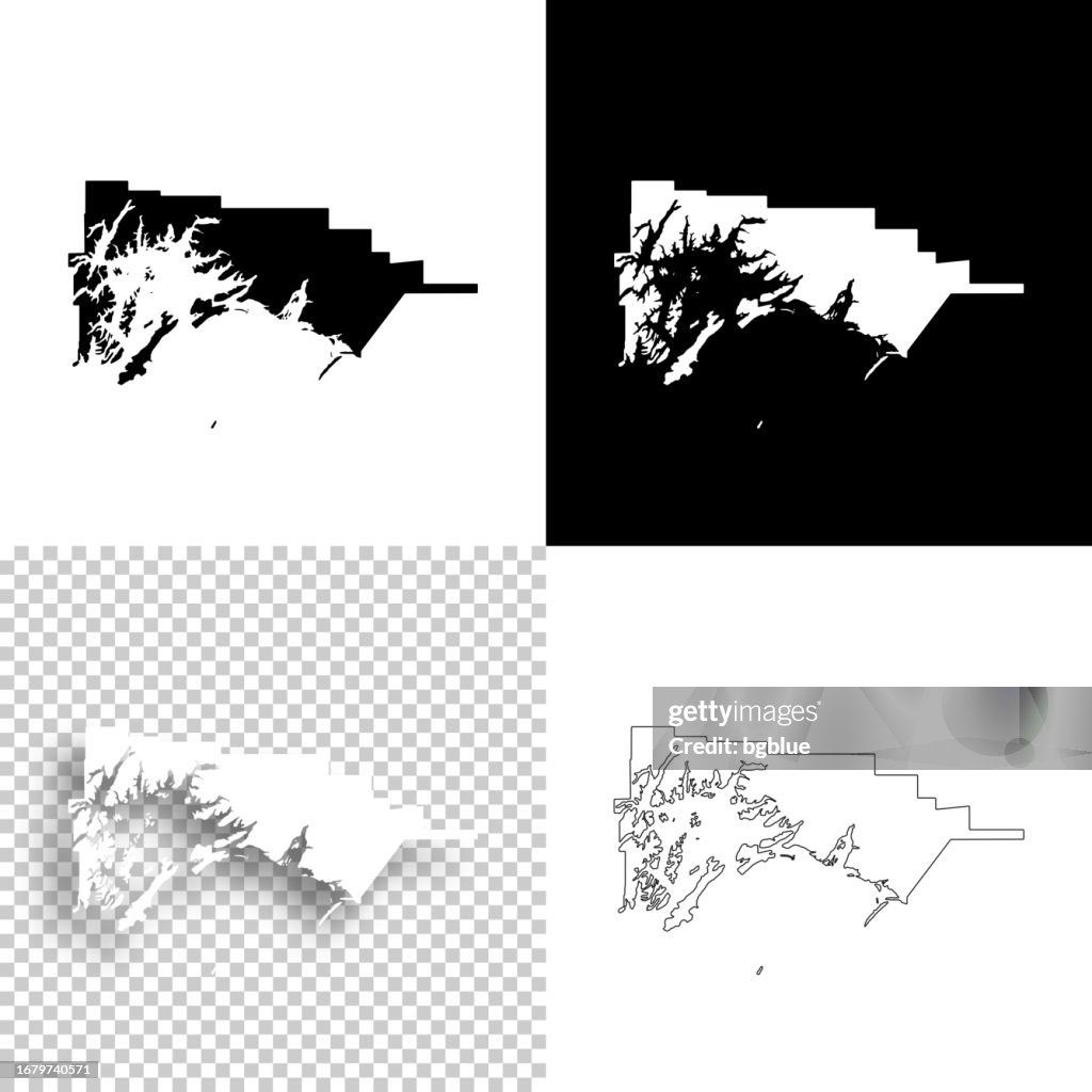 Chugach, Alaska. Maps for design. Blank, white and black backgrounds