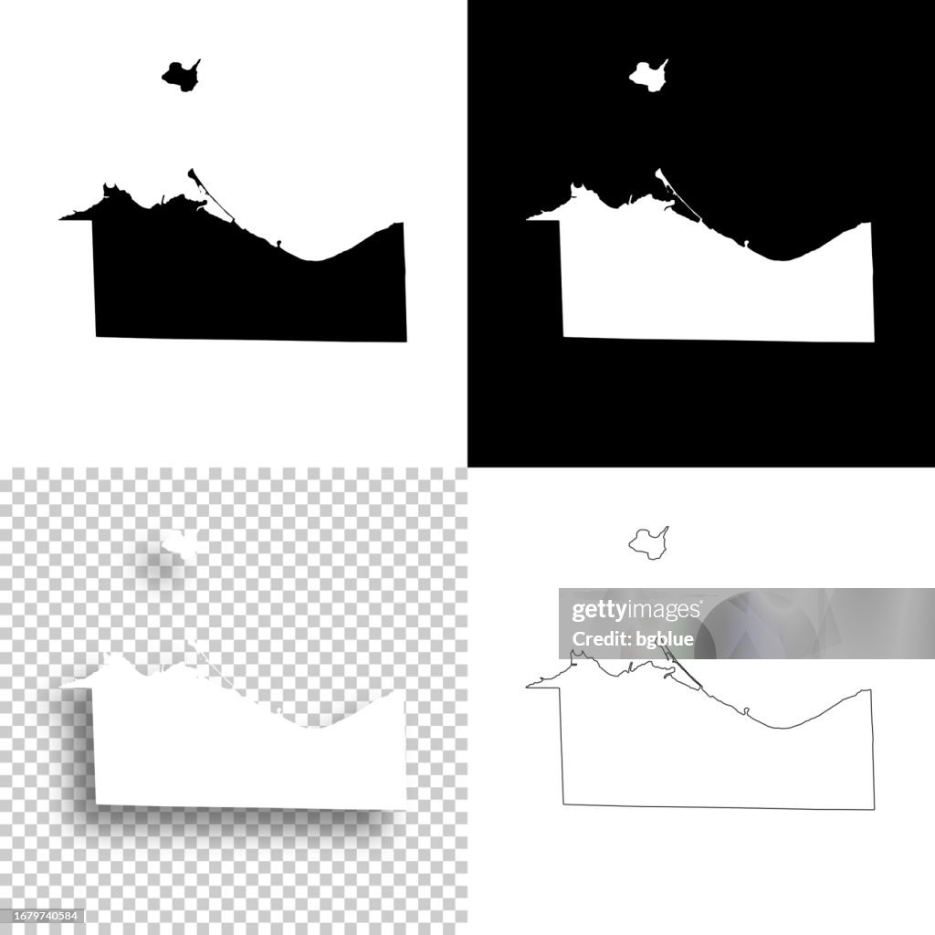 Erie County, Ohio. Maps for design. Blank, white and black backgrounds