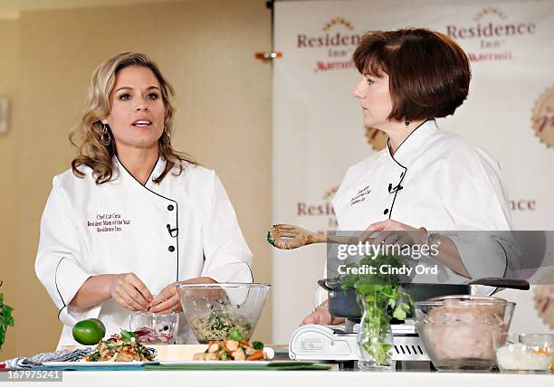 Award recipient, chef and lifestyle entrepreneur Cat Cora conducts a cooking demonstration with Residence Inn by Marriott VP and Global Brand...