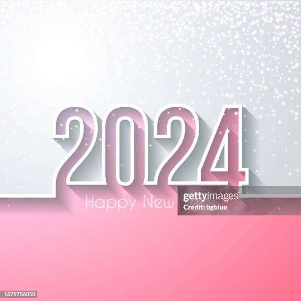 happy new year 2024 with gold glitter - white background - red-sequin-background stock illustrations