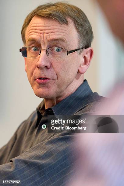 John Doerr, a senior partner with Kleiner Perkins Caufield & Byers, speaks during an interview in San Francisco, California, U.S., on Friday, May 3,...