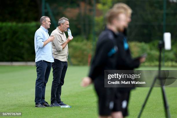 Phil Parsons and Director of Football Jason Wilcox watch on during a Southampton FC training session at the Staplewood Campus on September 13, 2023...