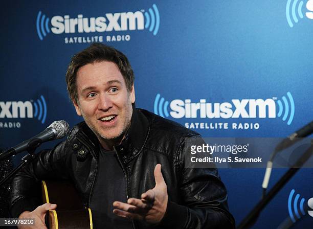 Musician/comedian Stephen Lynch performs on Raw Dog Comedy with host Mark Seman in the SiriusXM studios on May 3, 2013 in New York City.