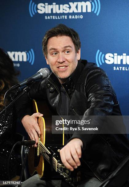 Musician/comedian Stephen Lynch performs on Raw Dog Comedy with host Mark Seman in the SiriusXM studios on May 3, 2013 in New York City.