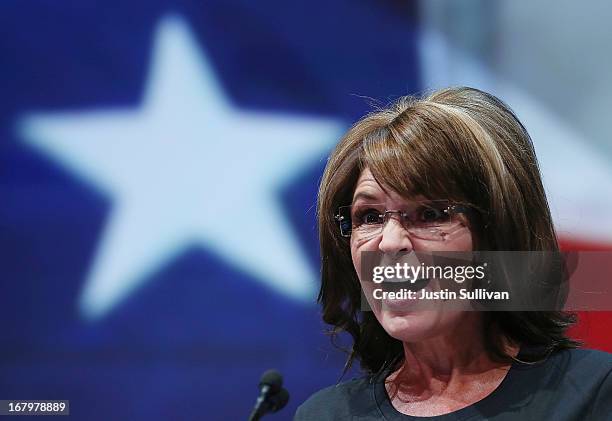 Former Alaska Gov. Sarah Palin speaks during the 2013 NRA Annual Meeting and Exhibits at the George R. Brown Convention Center on May 3, 2013 in...